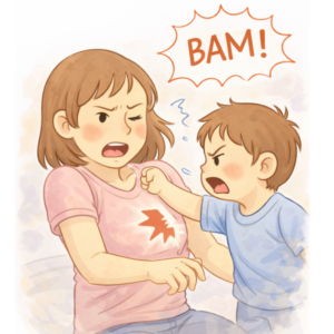 3-latek bije mamę podczas wybuchu złości