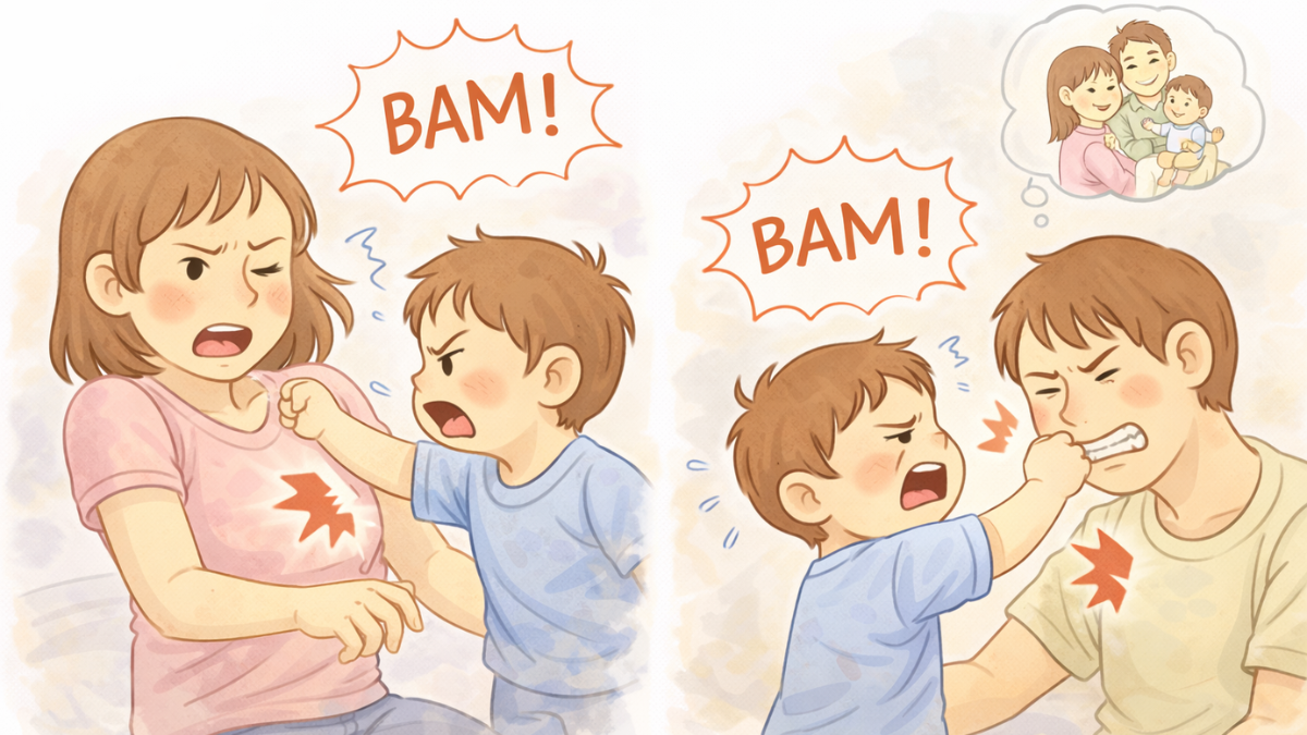 3-latek bije rodziców – porównanie reakcji dorosłego