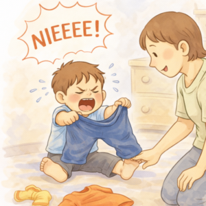 Płaczące dziecko, które nie chce się ubierać – silne emocje podczas poranka