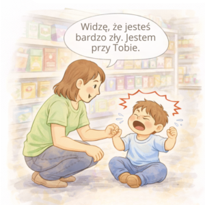 Spokojna reakcja rodzica na histerię 3-latka w sklepie