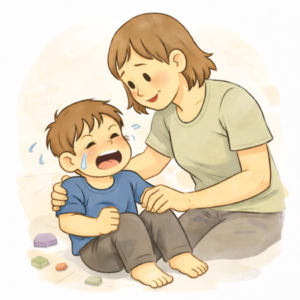 Rodzic wspierający dziecko podczas napadu złości