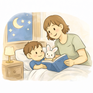 Rutyna wieczorna dla dziecka - czytanie książki przed snem