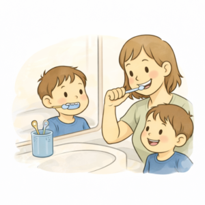 Mycie zębów jako element stałej rutyny wieczornej dziecka w wieku 2–6 lat