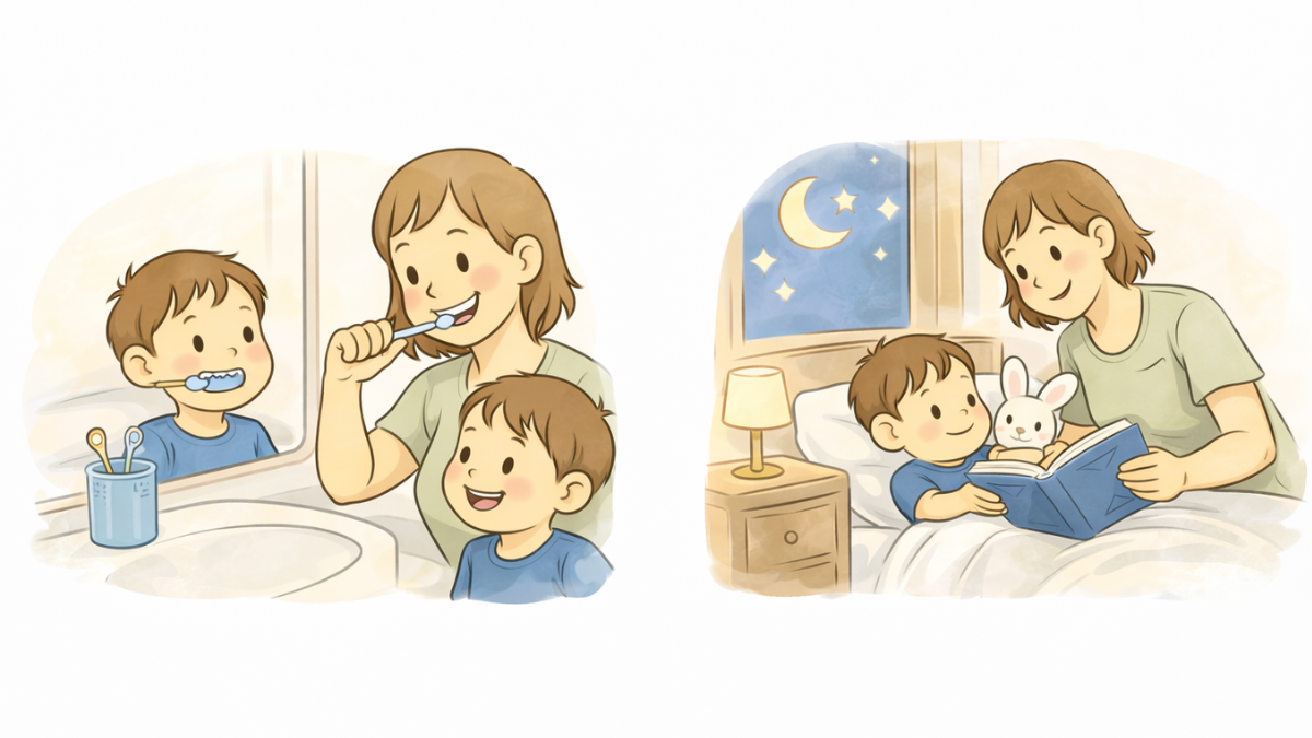Stała rutyna wieczorna dla dziecka 2–6 lat – przykłady czynności przed snem