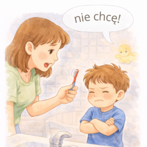 3-latek odmawia mycia zębów w łazience