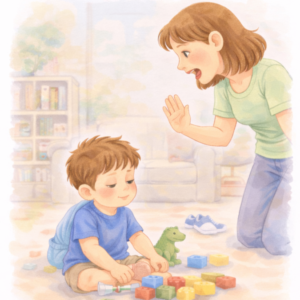 Dziecko bawi się zabawkami i ignoruje polecenie rodzica