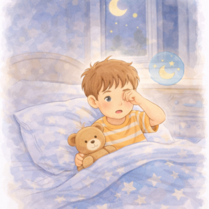 Dziecko ma trudność z zasypianiem wieczorem w domu