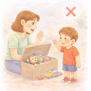 Rodzic próbuje zatrzymać dziecko podczas zabawy i postawić granicę